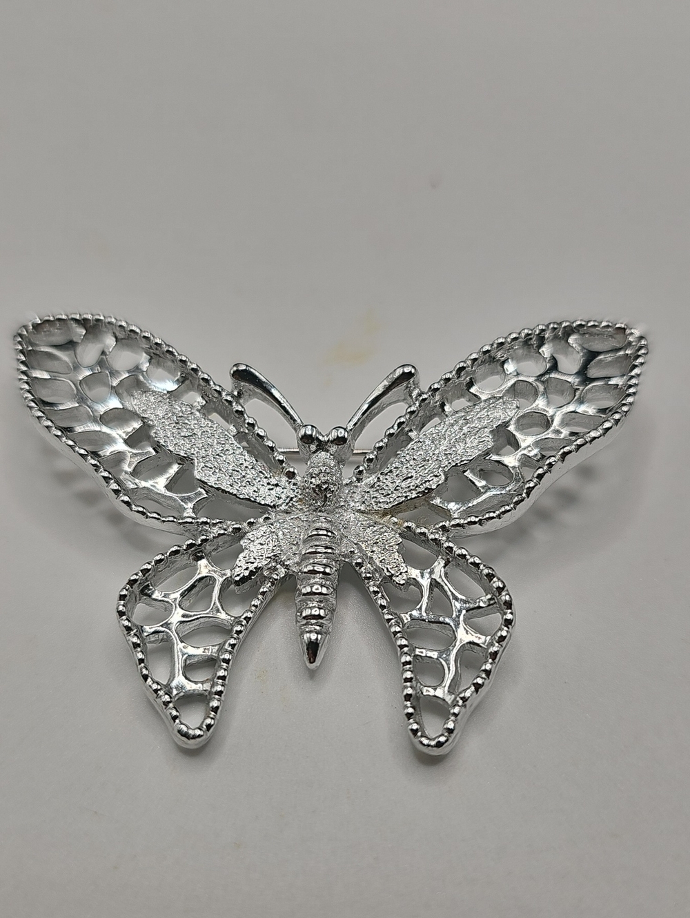 1971 Madam Butterfly Silver Tone Brooch By SARA COVENTRY..NICE
